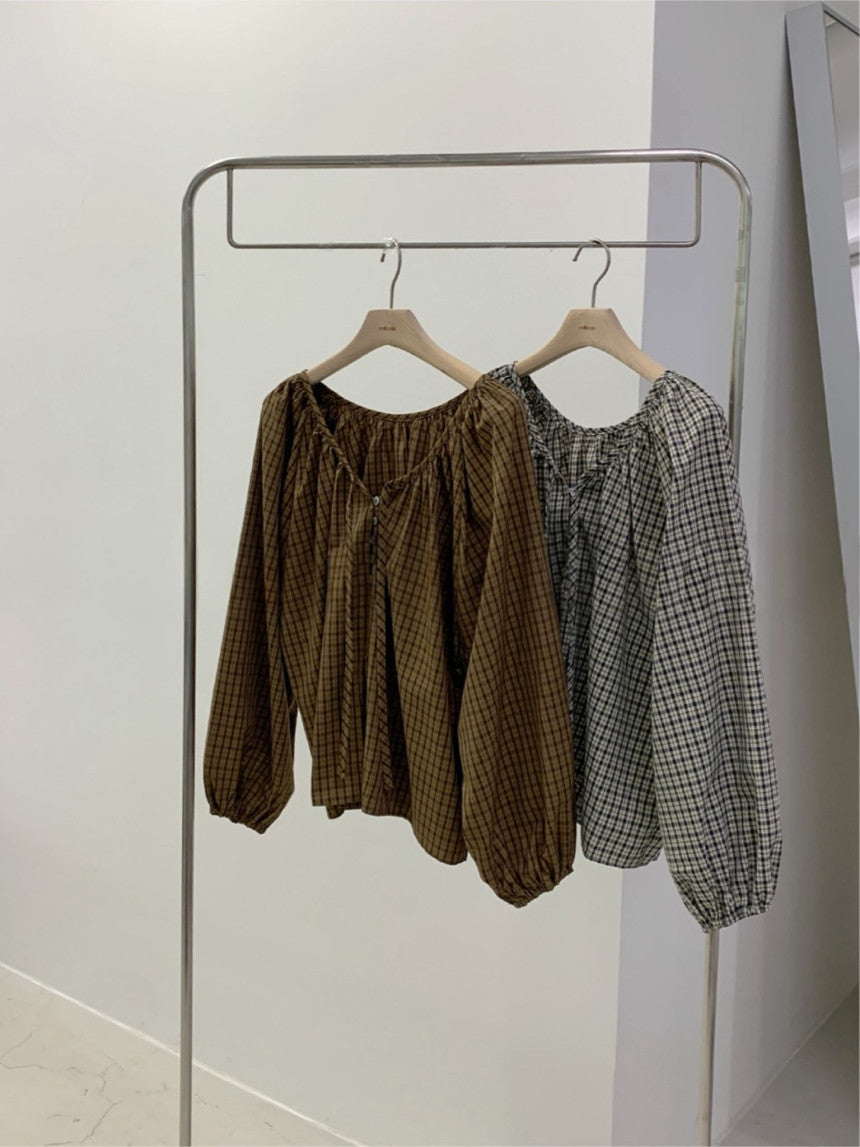 check balloon blouse-2col