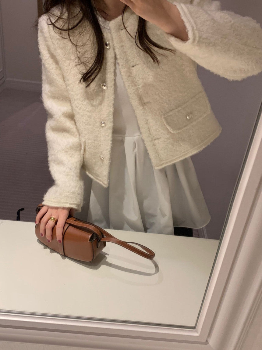 snug wool tweed jacket-2col