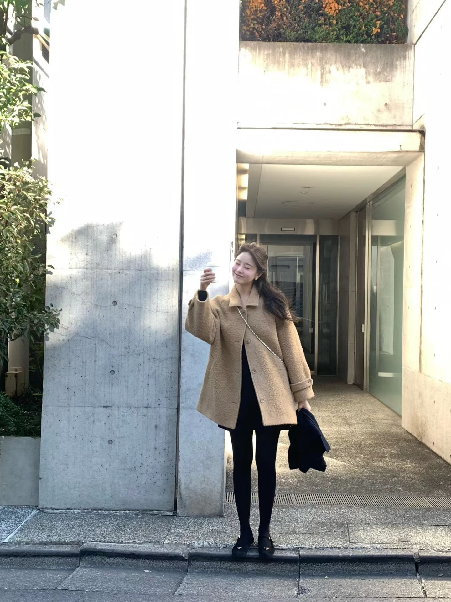 Ounce baby alpaca carol half coat-2col