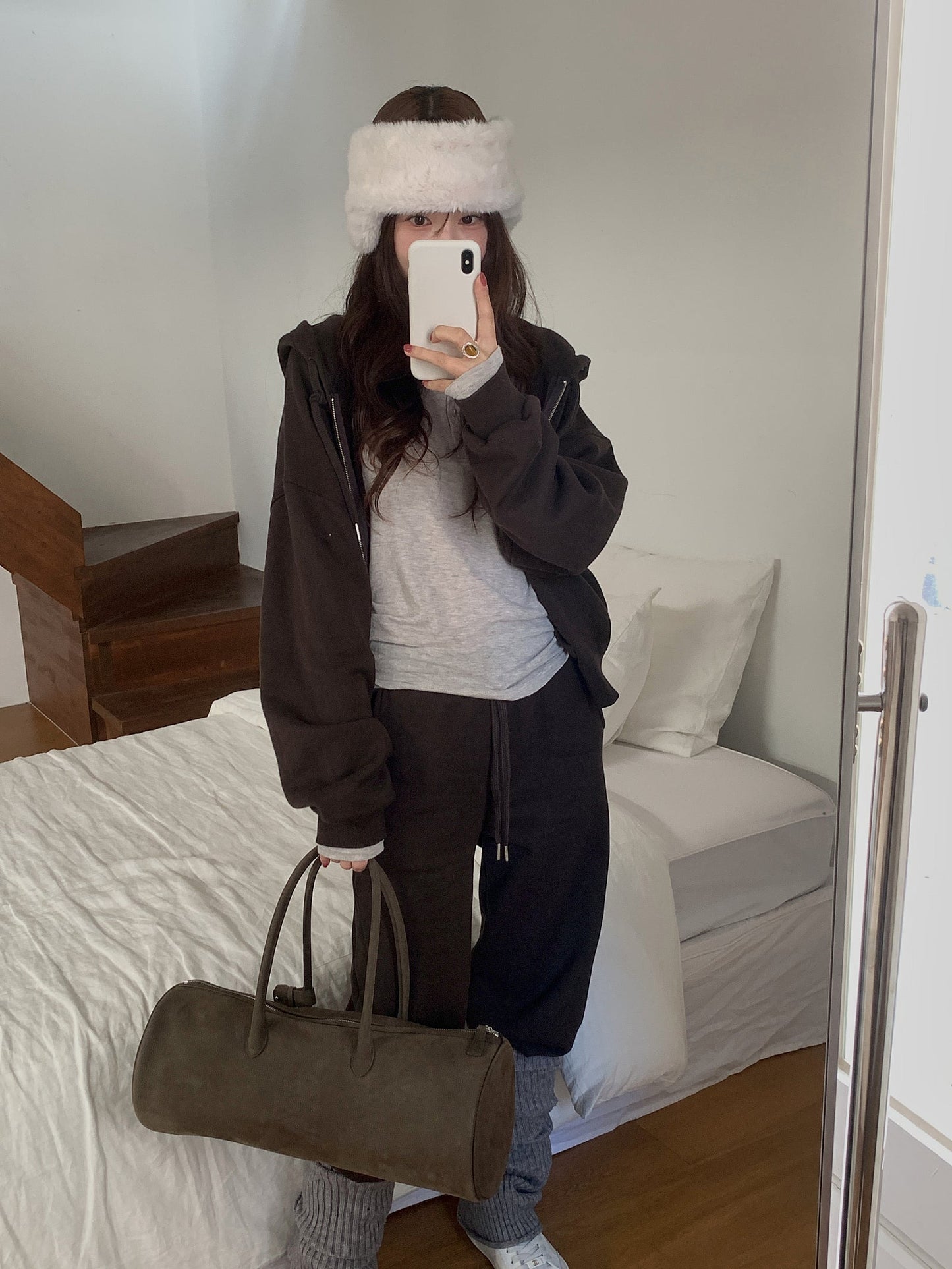 Essential gimo hood zip-up&pants&skirt-3col