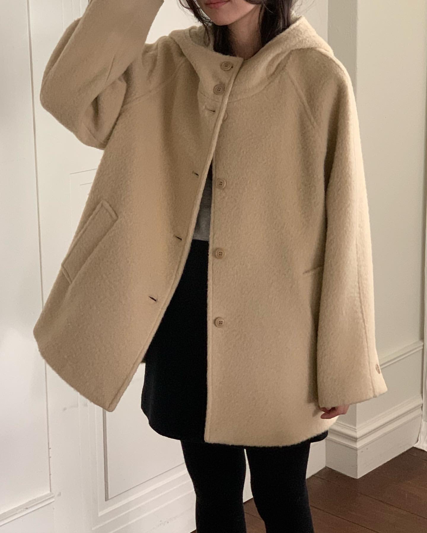 Mary hood coat-2col