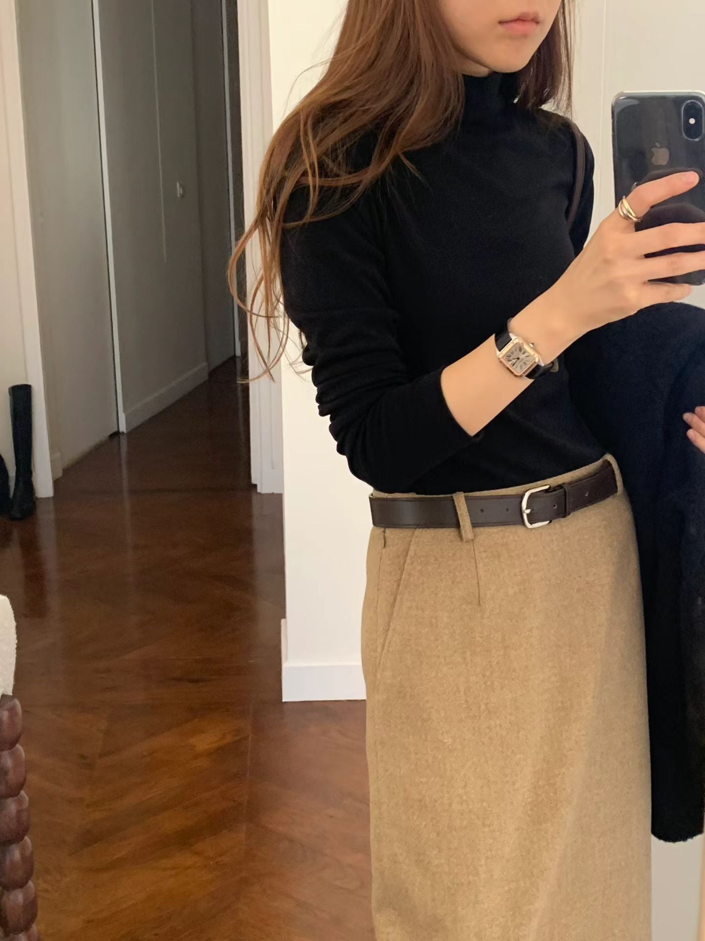 Ounce kelly wool midi skirt-3col