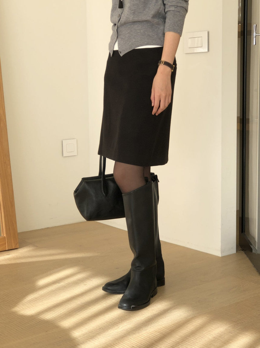 Luze wool midi skirt-2col