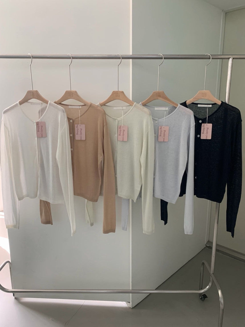 linen round cardigan-5col