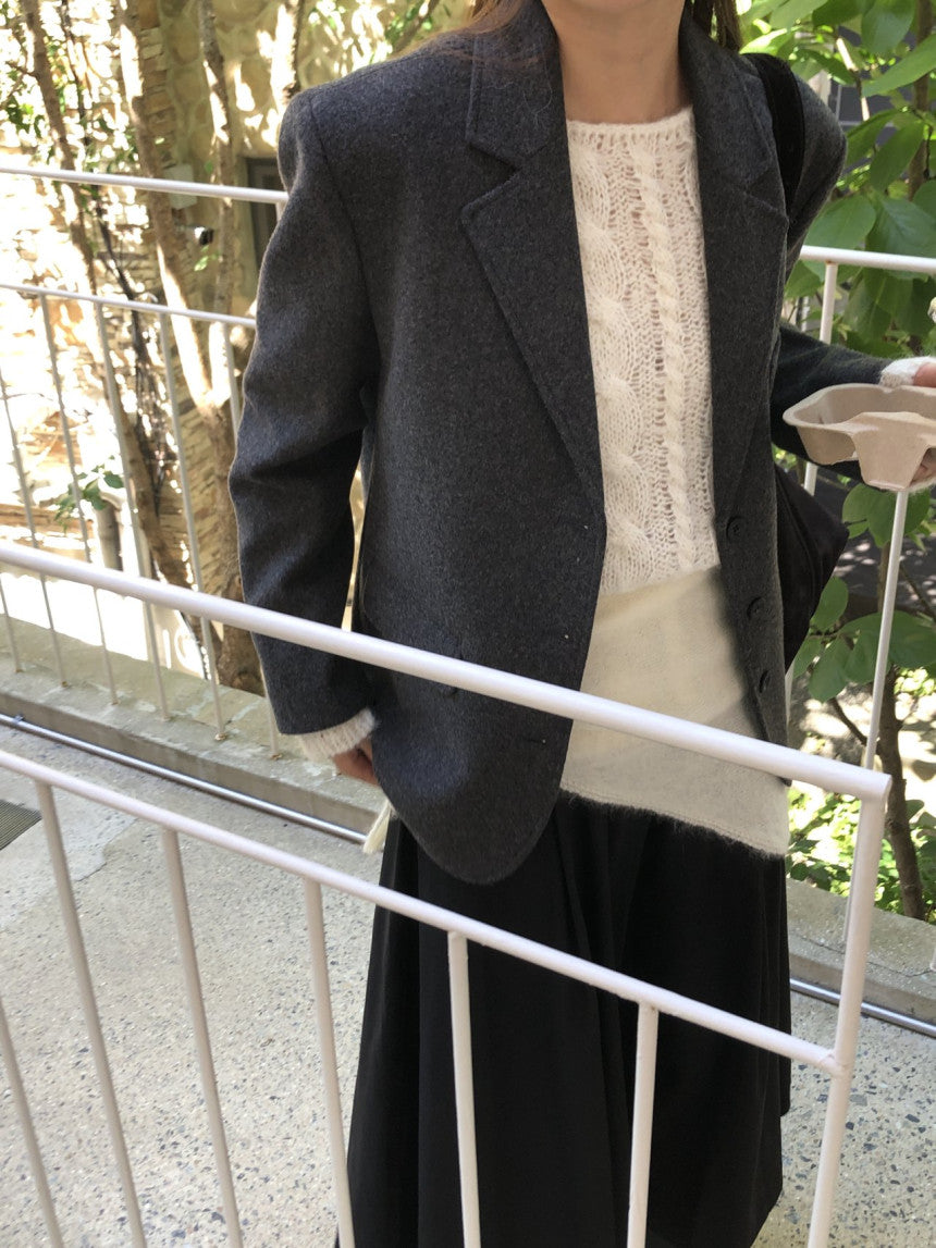 Chestnut wool blazer jacket-2col