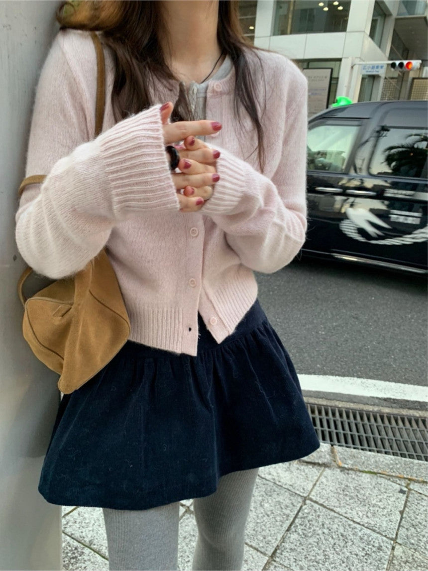 Corduroy frill skirt-2col