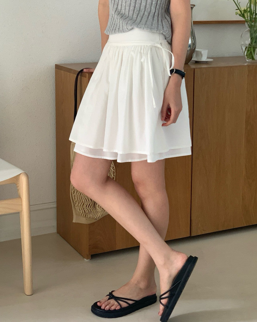 Sally layered tencel short skirt-2col
