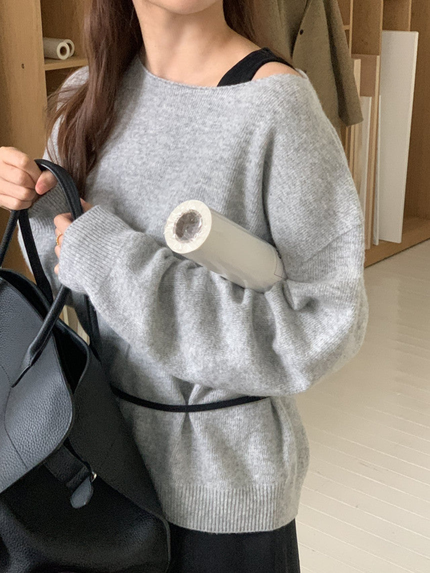 Elin cashmere wholega boat neck knit-4col