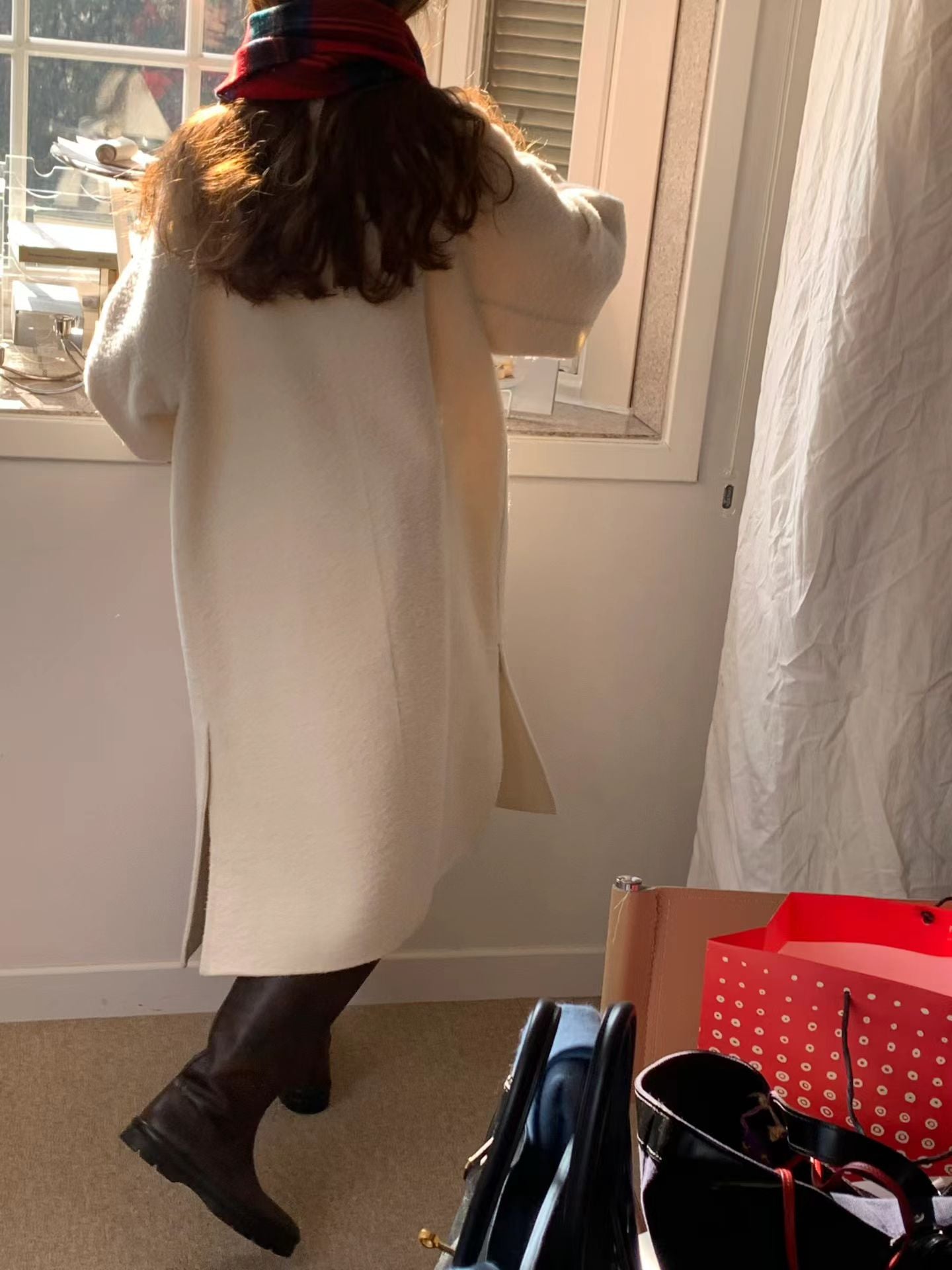 Ounce check wool muffler-3col