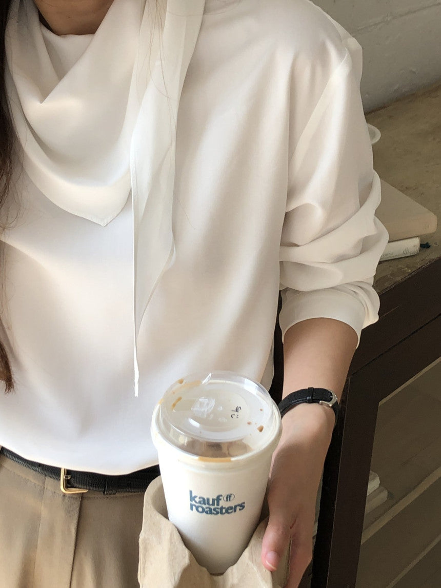 Luna brushed tencel scarf blouse-2col