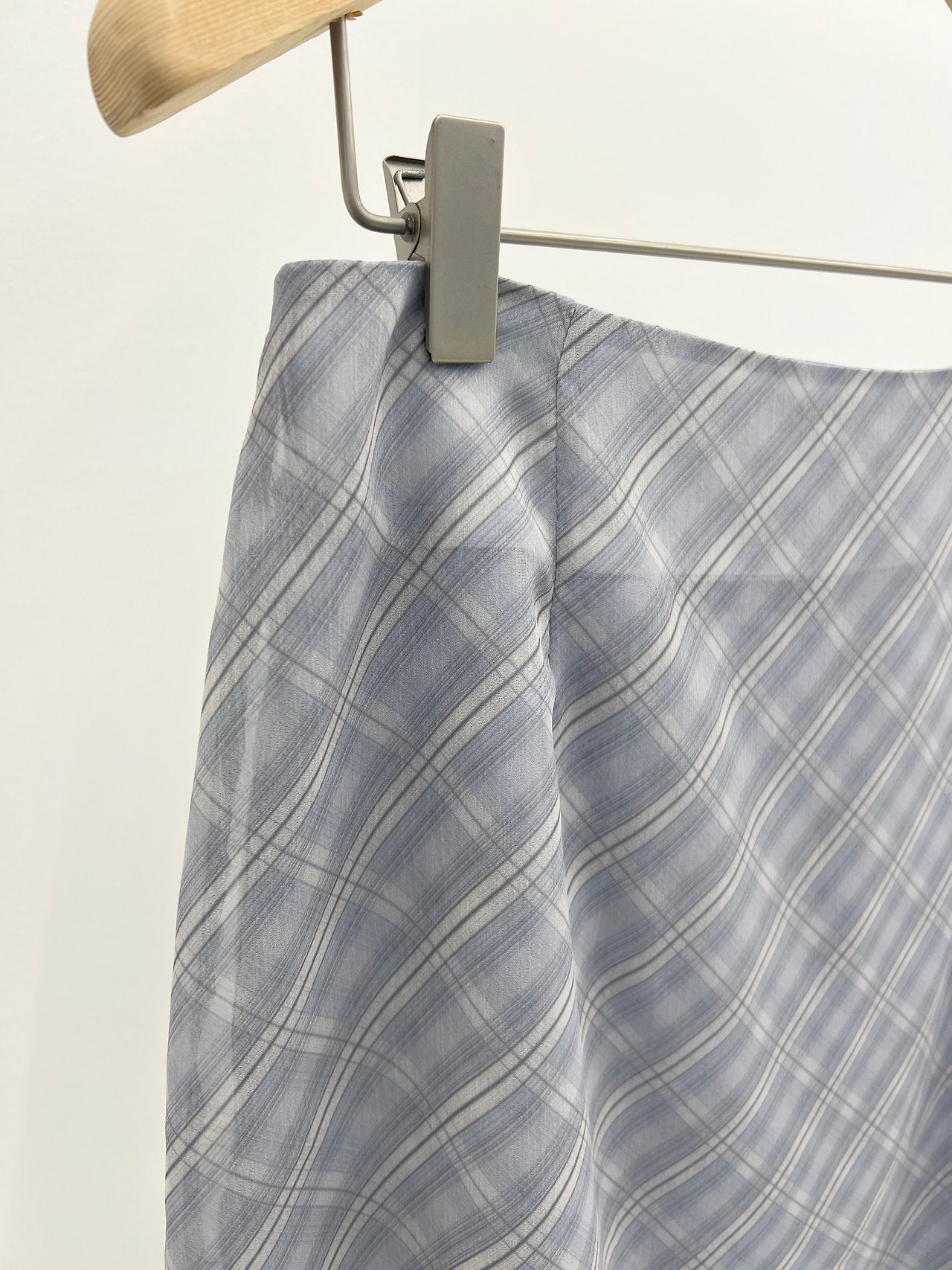 Loen check midi skirt-3col
