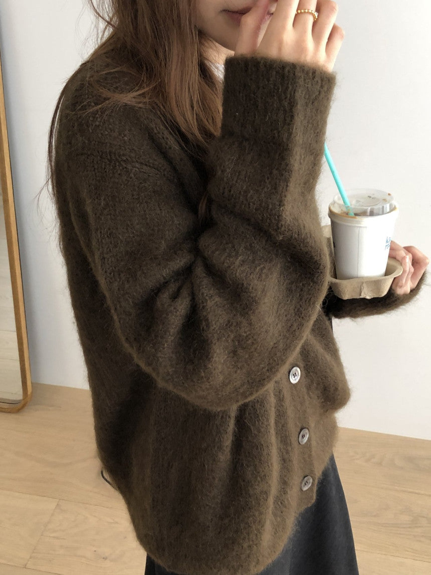 Amelie brushed mohair cardigan-2col