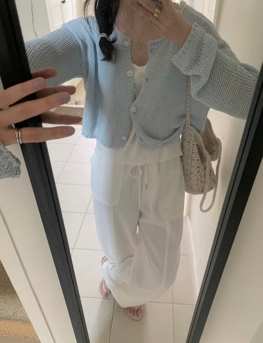 Net linen cardigan-3col
