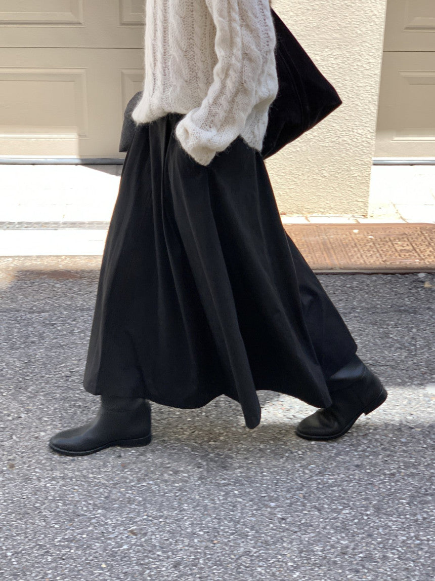 Rouelle suede flare skirt-2col