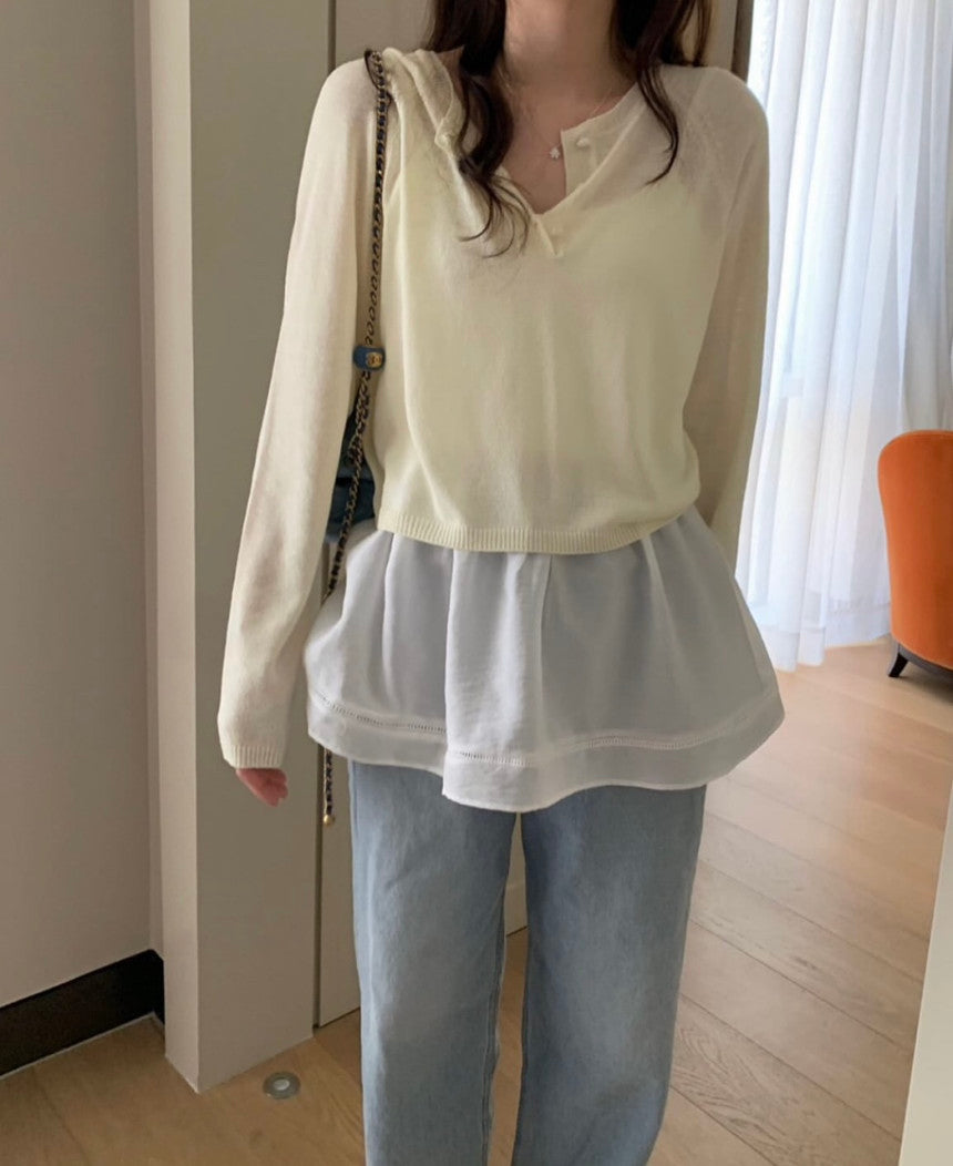 Melting button knit-4col