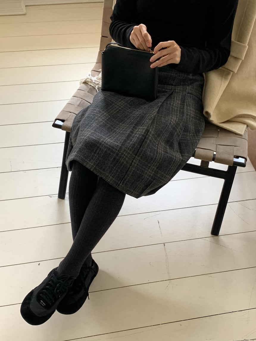 weev check wool skirt