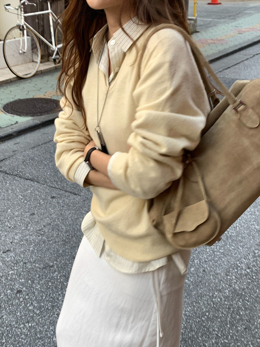 Adele wholegar cash v-neck knit-5col