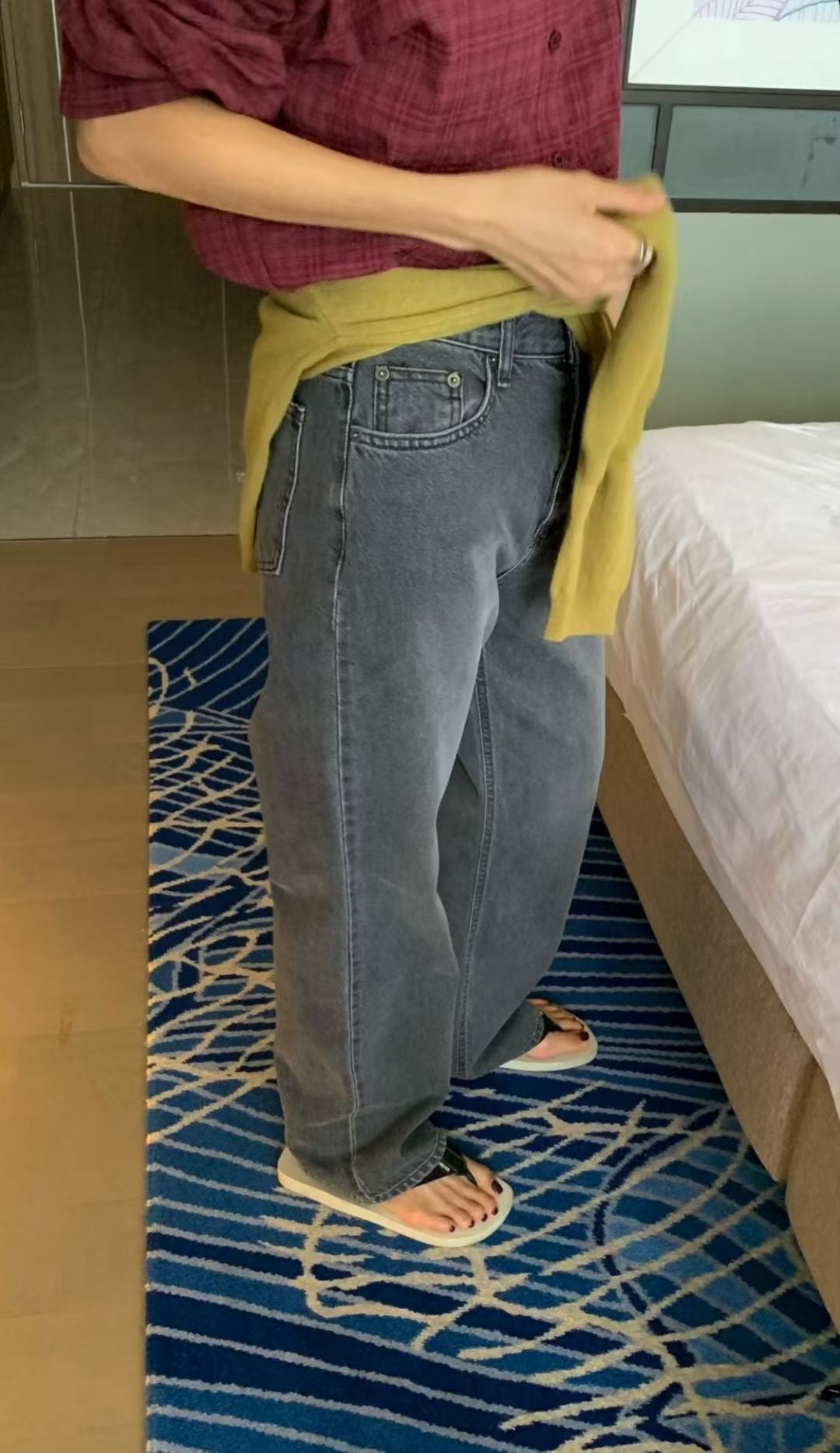 Ring yarn gray washing denim