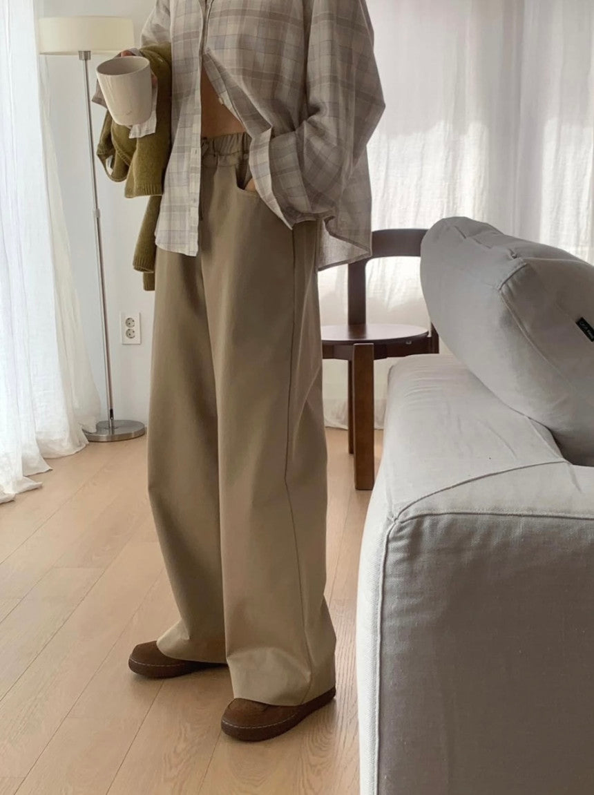 liter rill cotton banding pants-2col