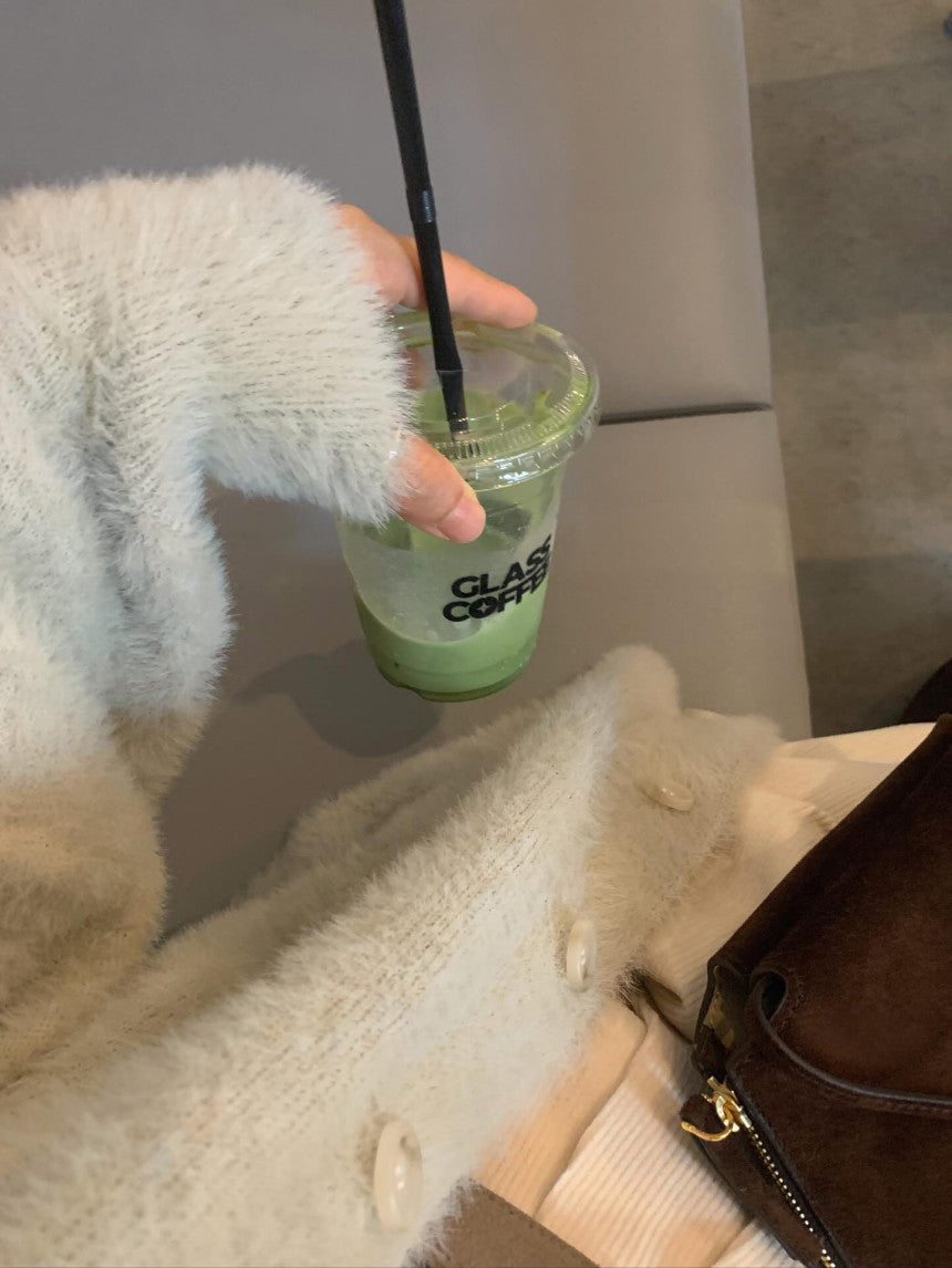 liter swan fur cardigan-2col