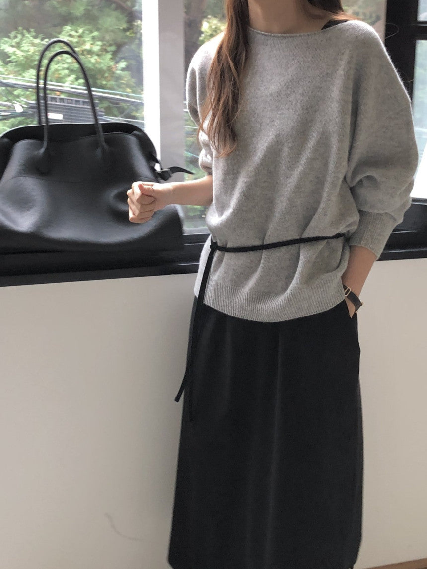 Elin cashmere wholega boat neck knit-4col