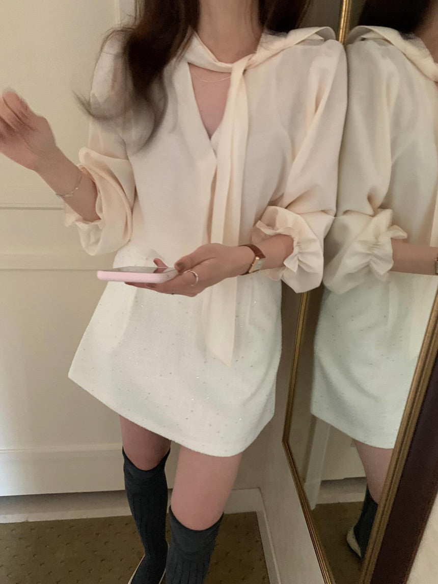 Ruter tie blouse-2col