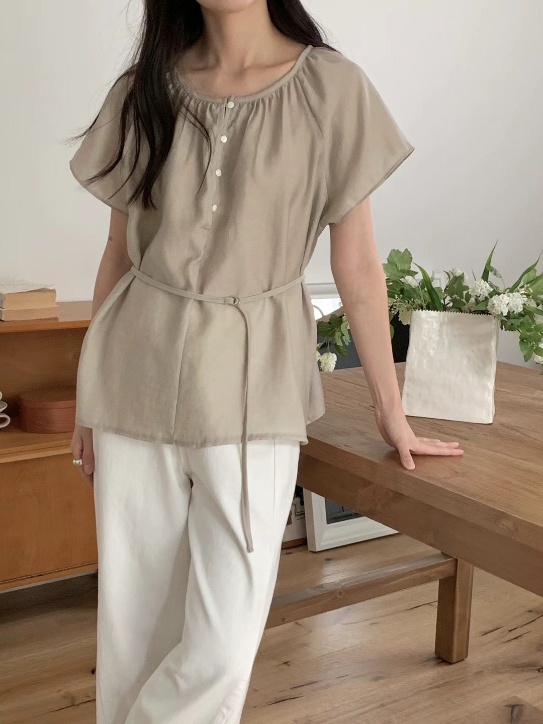 Moore belt blouse-3col