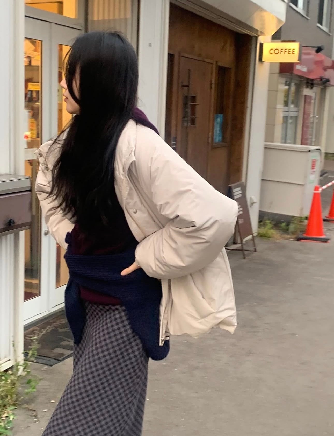 code check wool skirt-2col