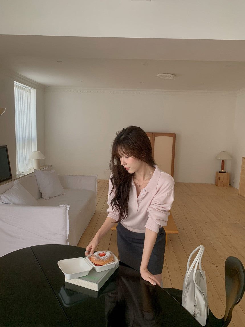 collar button knit-3col