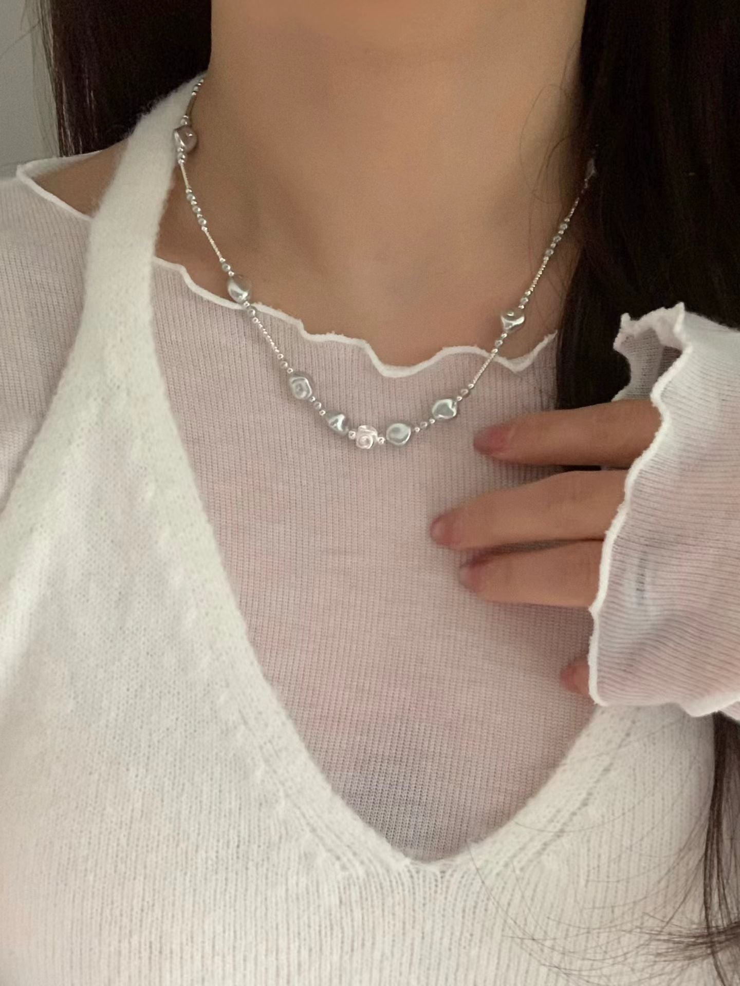 silver pearl necklace