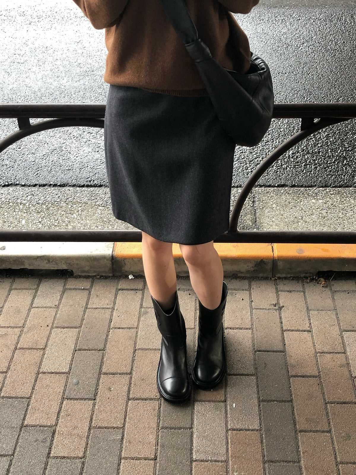 riena wool wrap skirt-2col