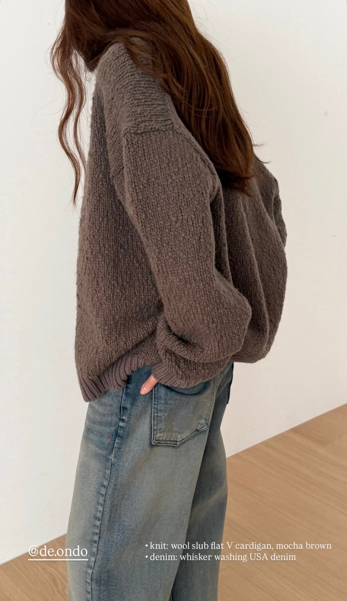 deondo wool slub flat v-neck cd-3col