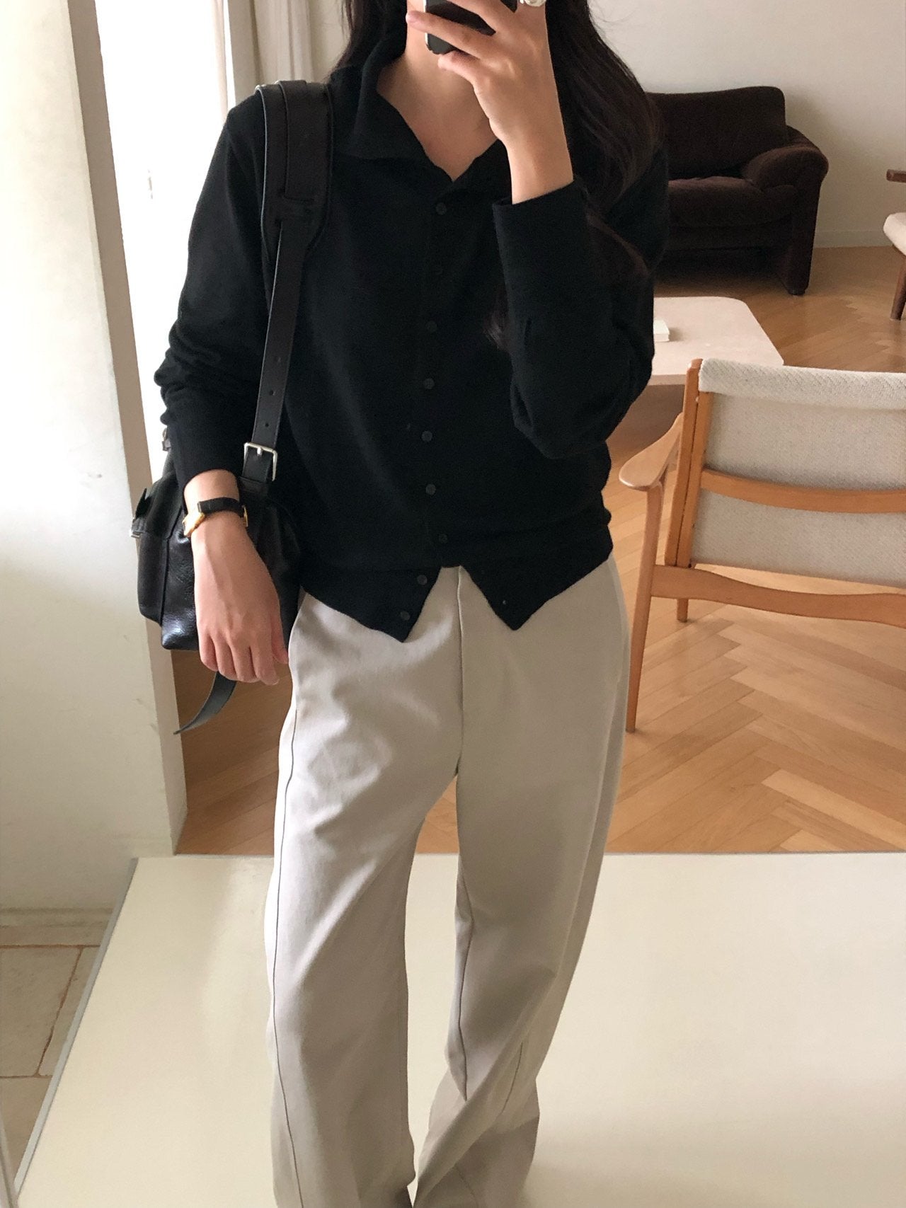 High-neck cash cardigan-3col