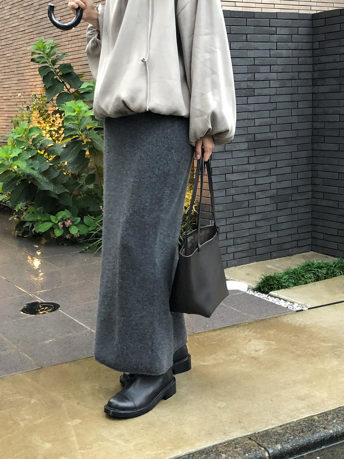 amel wholegarment cashmere long skirt-3col