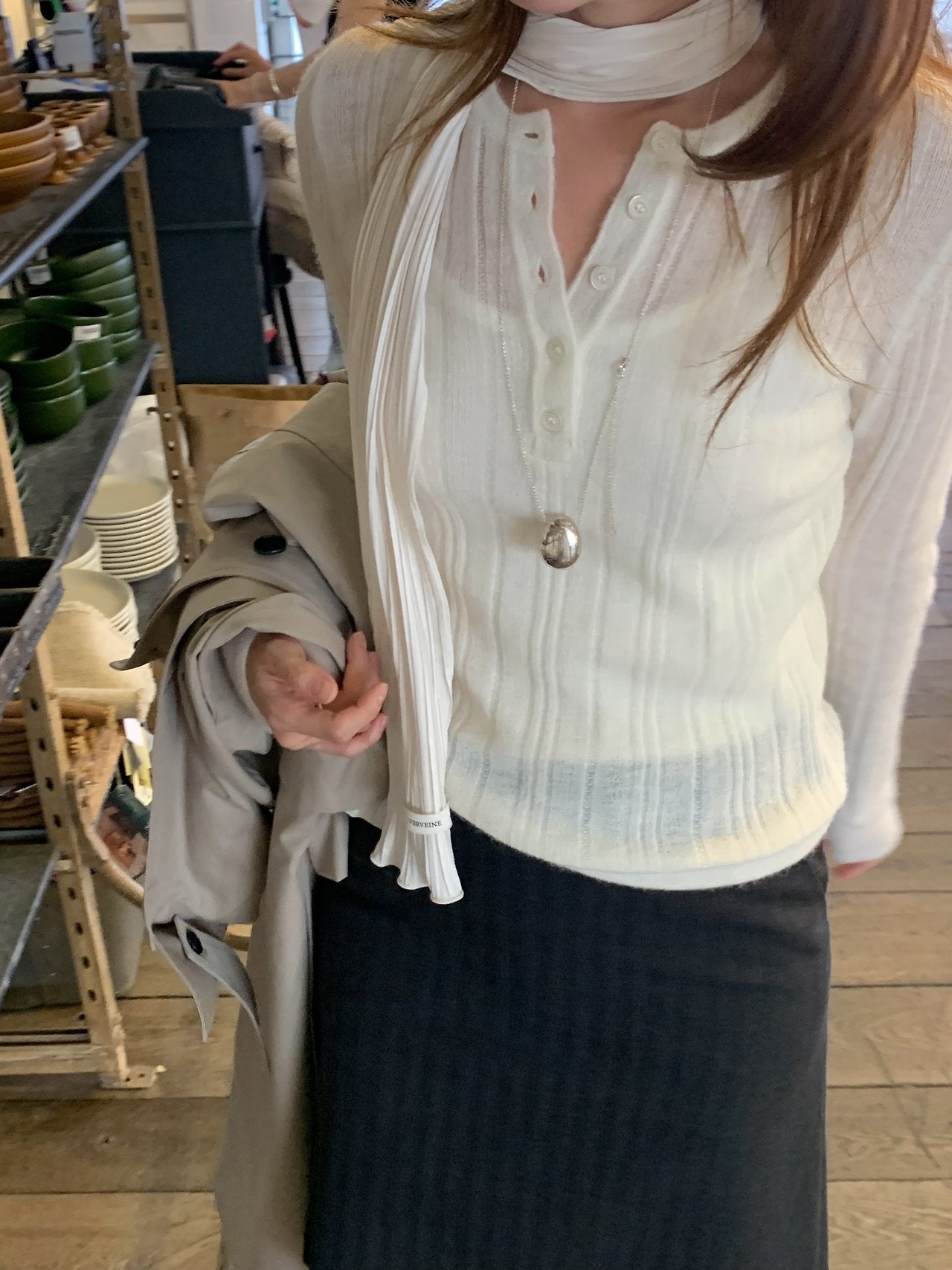 Merci alpaca henley neck knit-3col