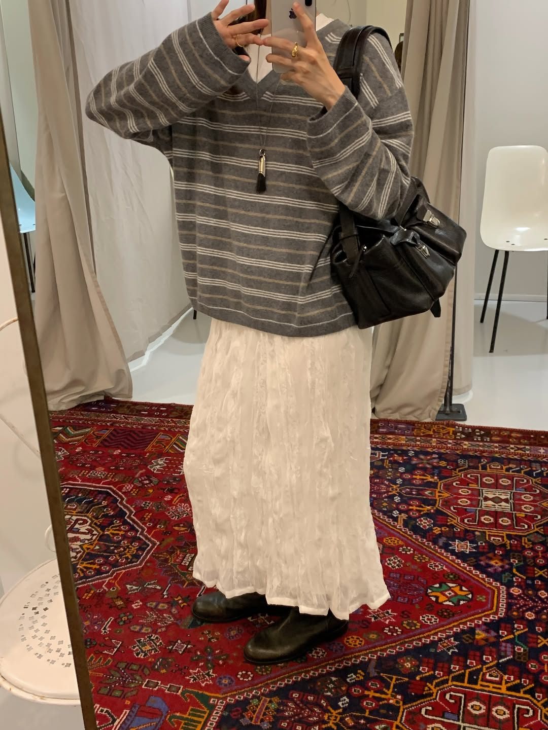 More cashmere stripe knit-2col