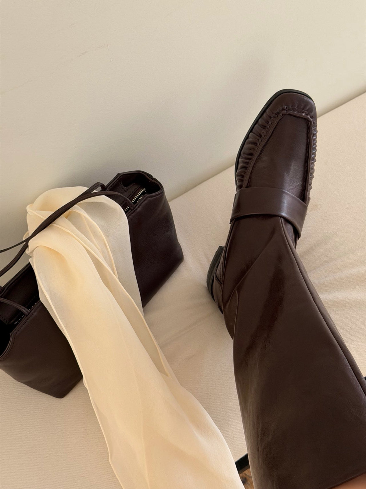 classic shirring loafer boots-2col
