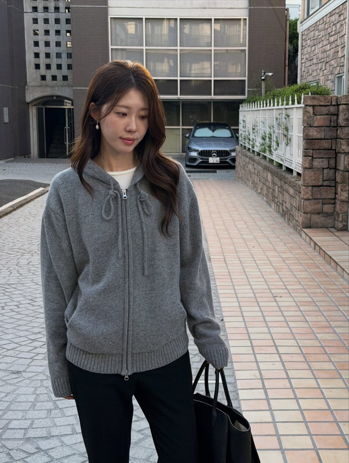 celeste cashmere hooded zip-up knit-2col
