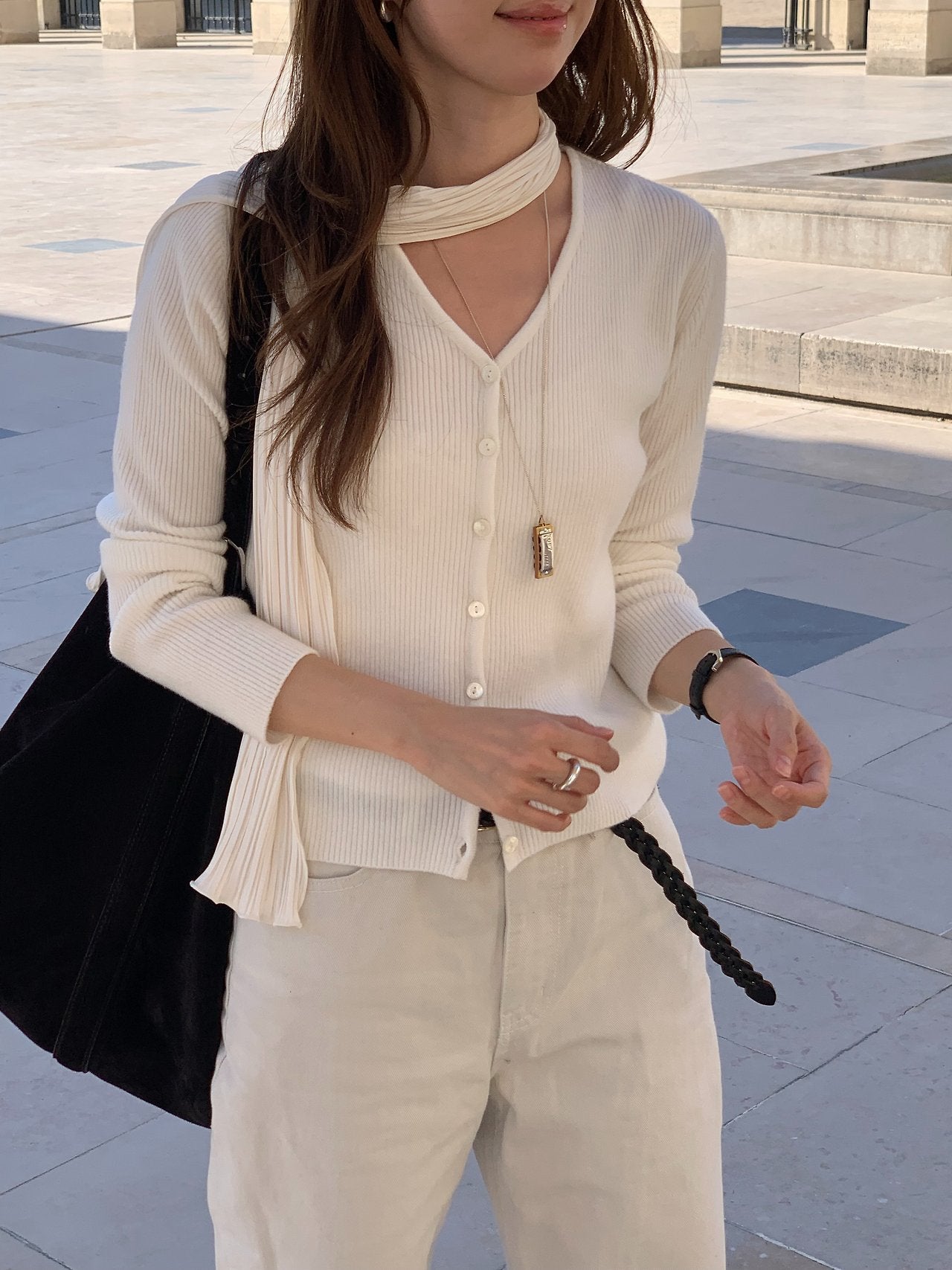 Bella rib V-neck cardigan-3col