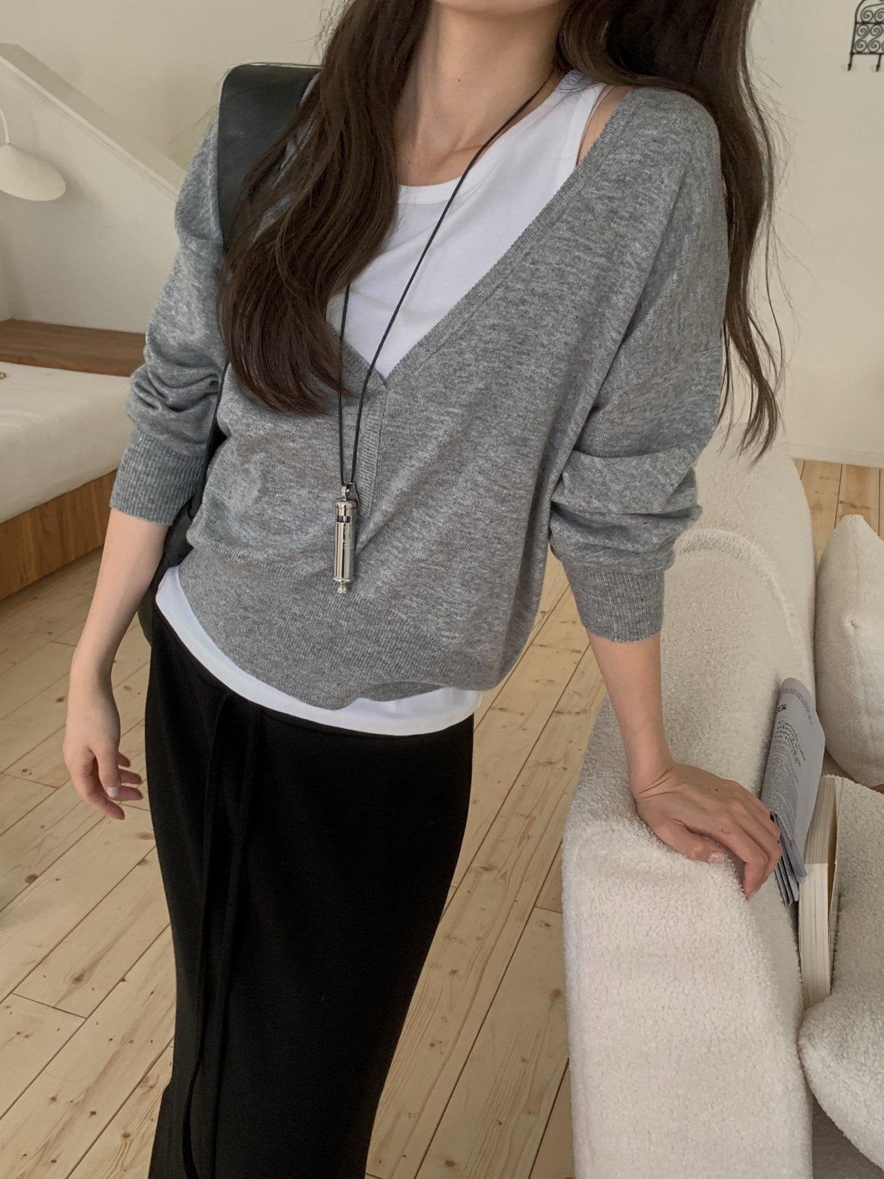 low neck knit-3col