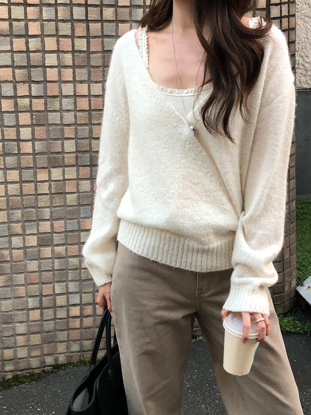 giselle alpaca deep v-neck knit-2col