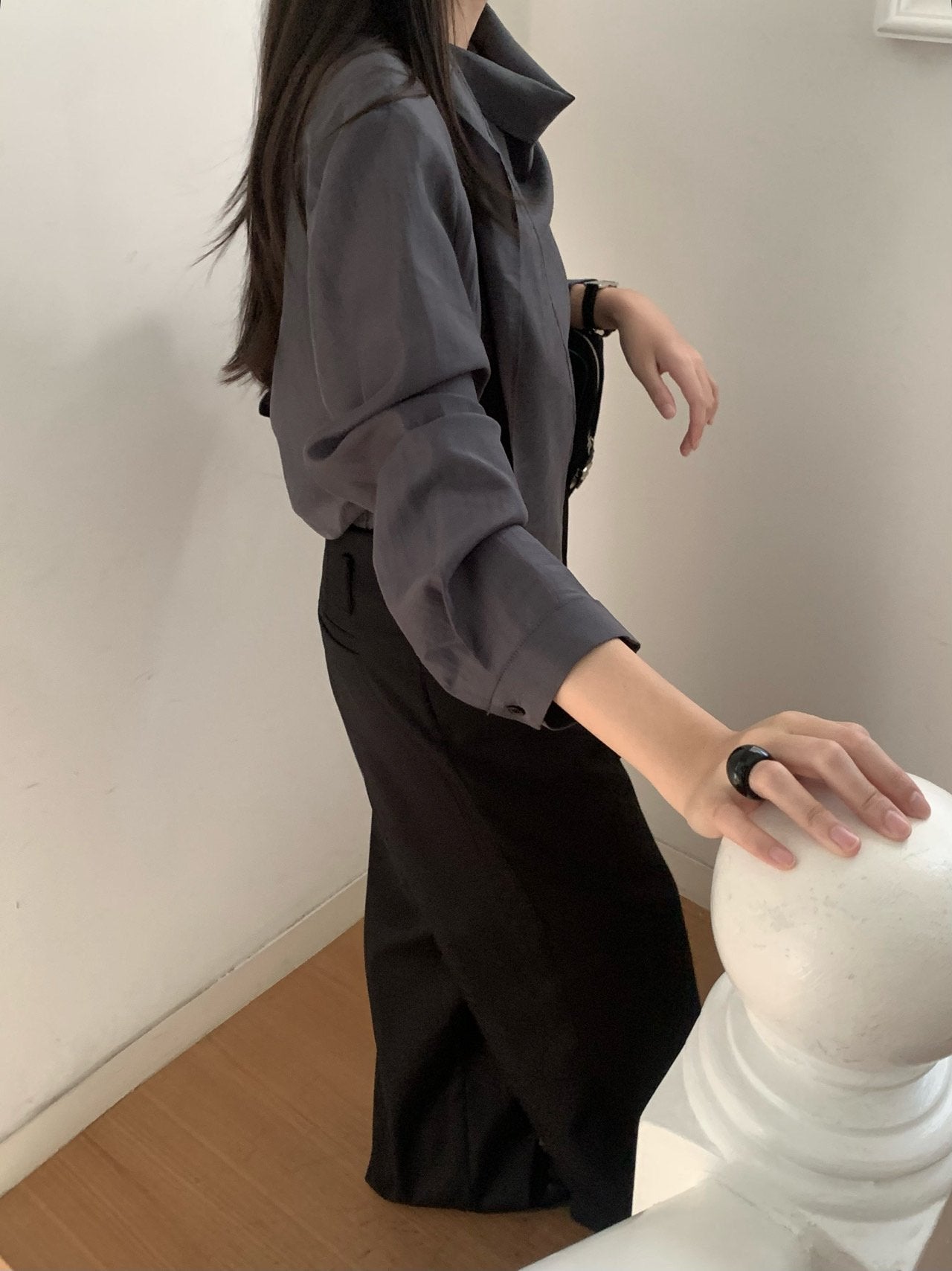 Barrel tie blouse-2col
