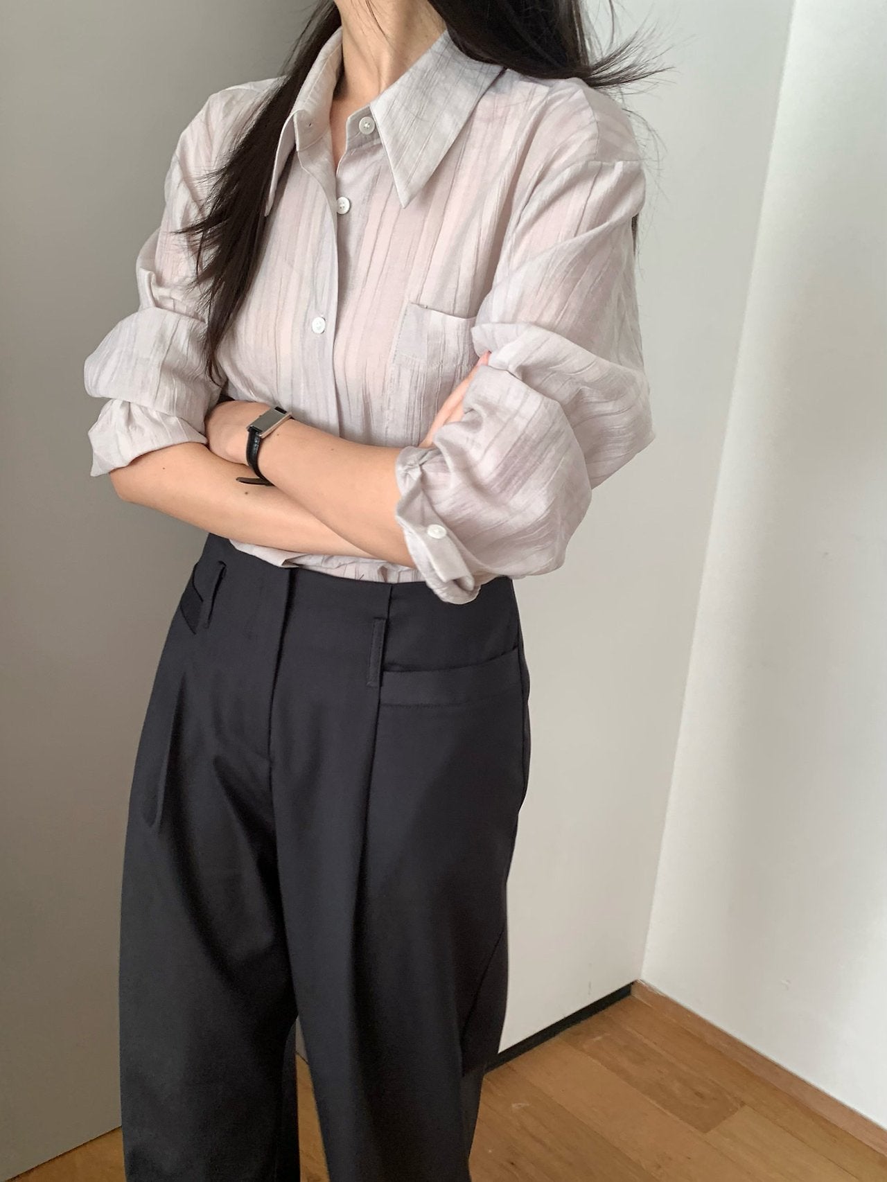 Monel button shirt-2col