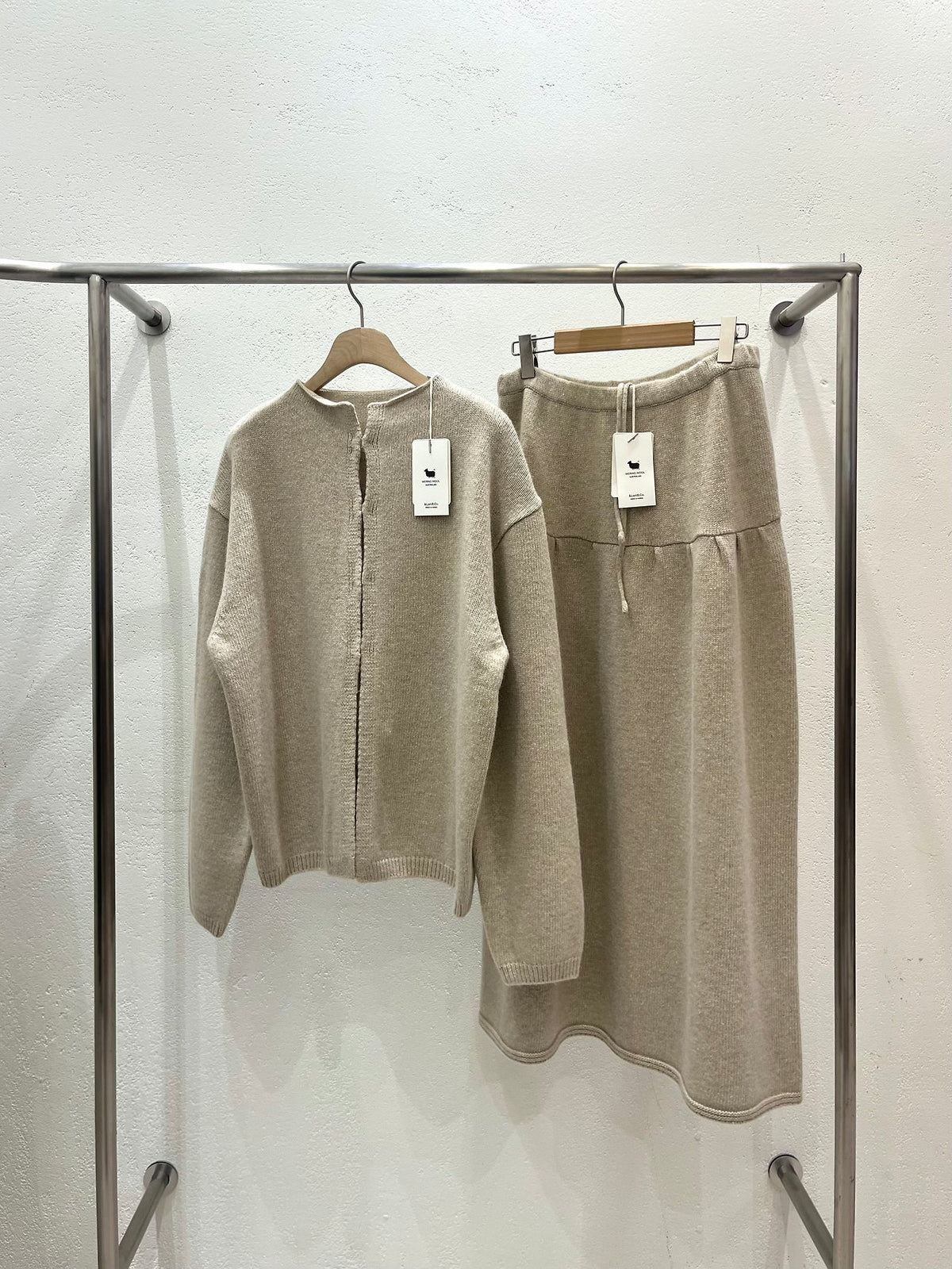 merino wool shirring skirt-3col