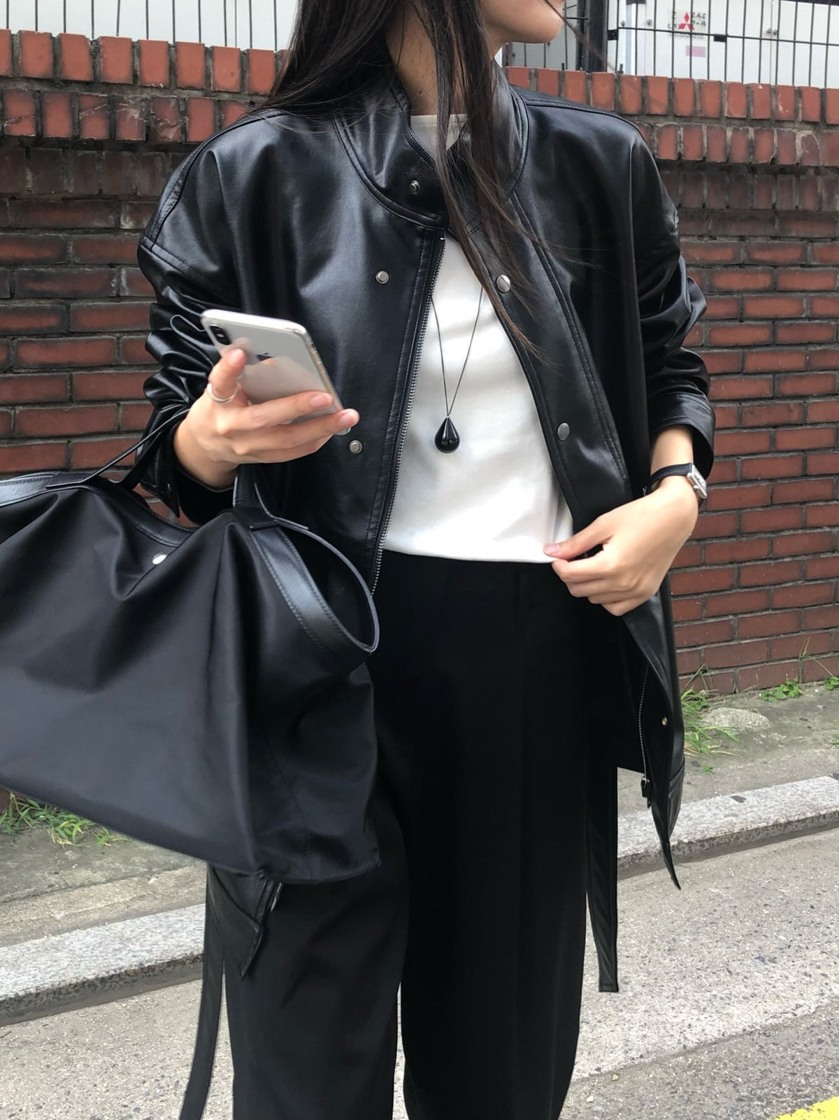 paris half leather jacket