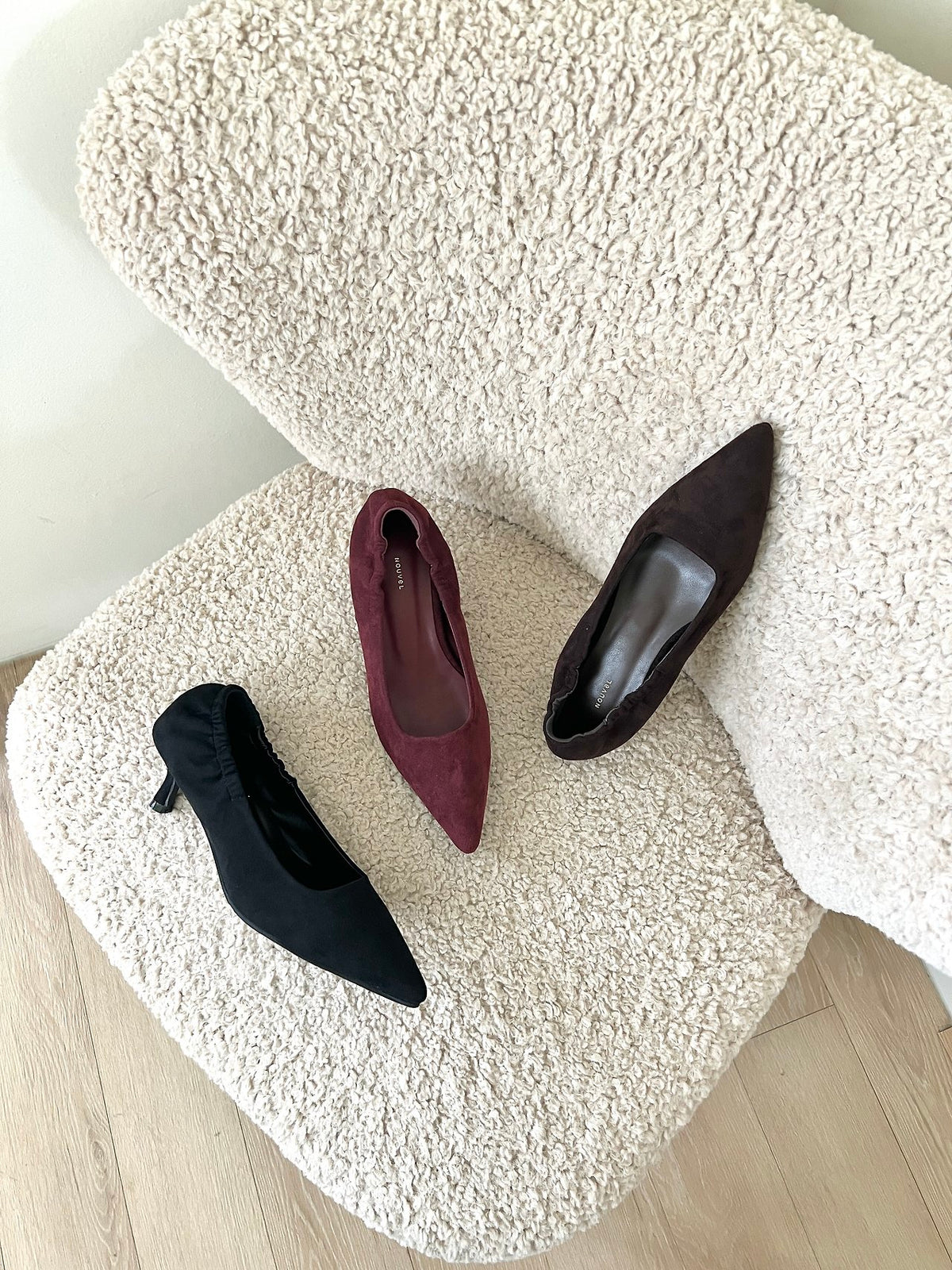 Suede 5cm back-banding high heels-3col