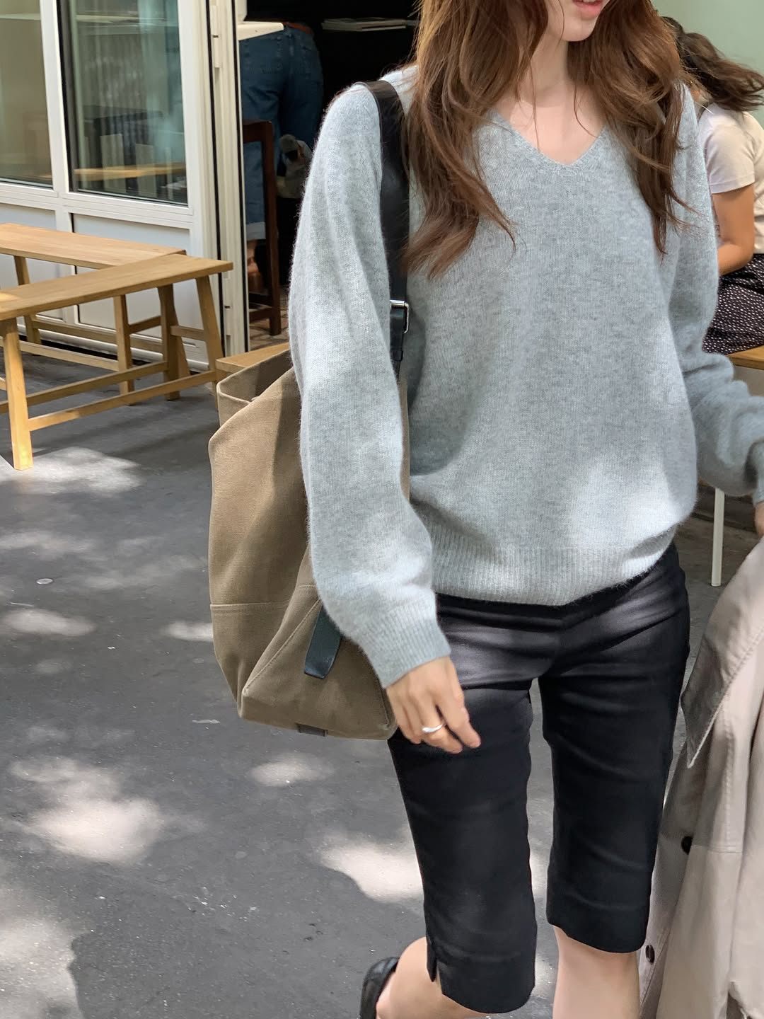 Hills fox wholegarment V-neck knit-3col