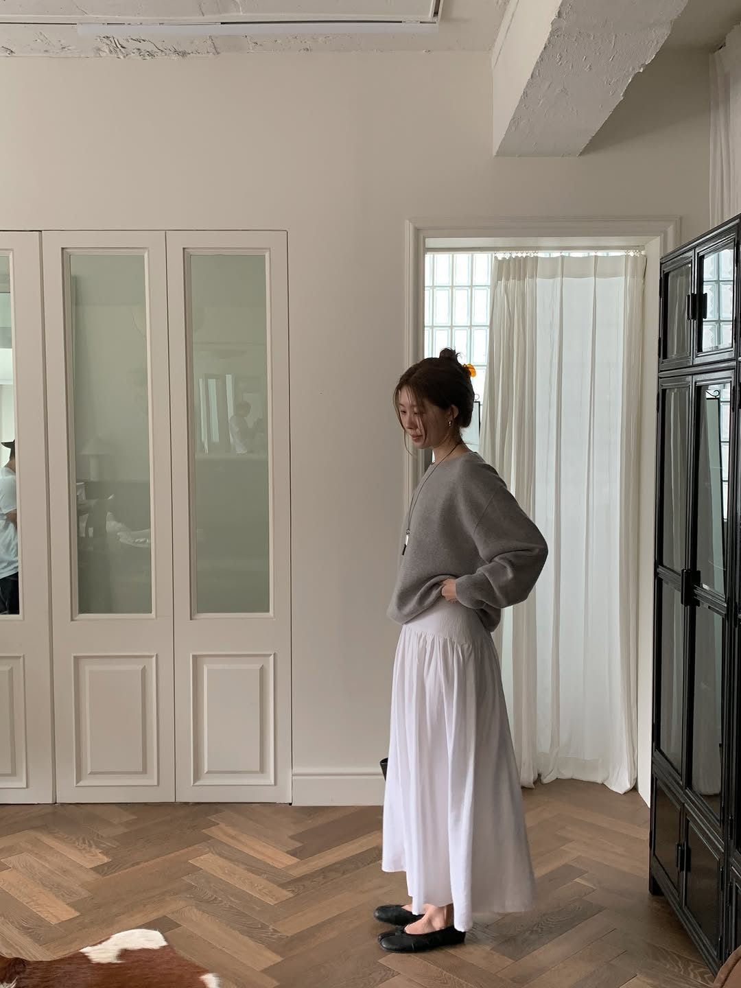 Bern volume shirring long skirt