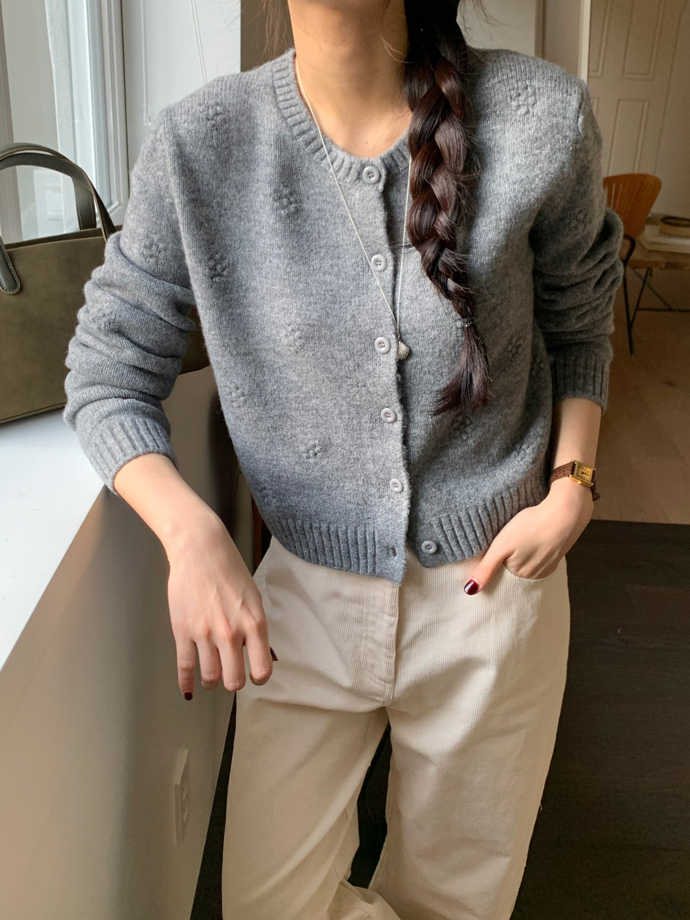 Bubble flower cardigan-2col