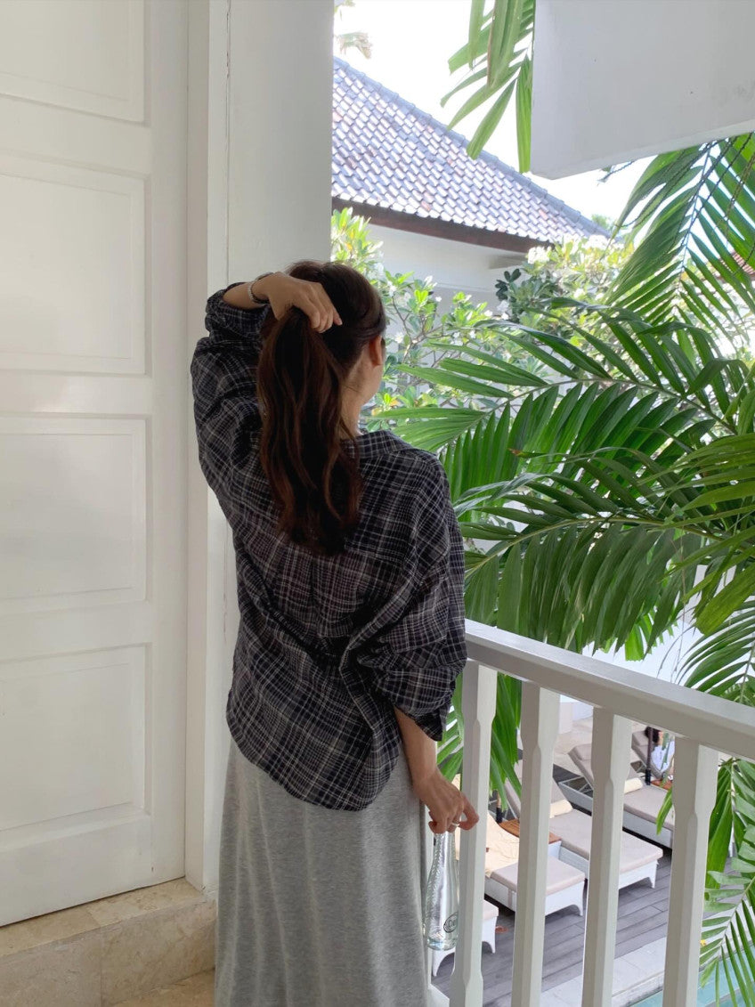 liter villa check shirt-2col